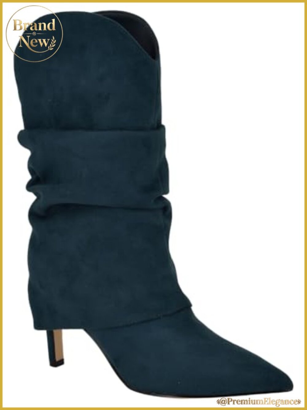Nine West Glitch Faux Suede Pointy Toe Stiletto Heel Mid-Calf Boots
